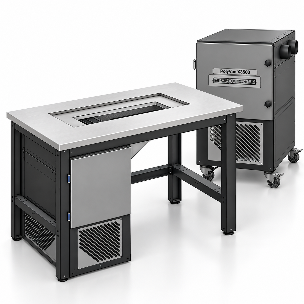 Polishing workbench with vacuum extraction