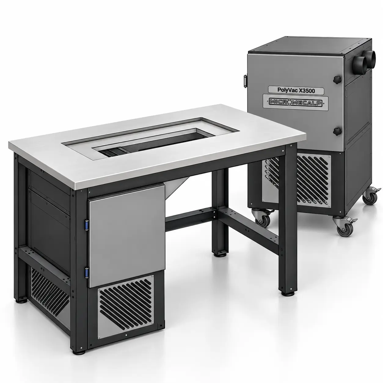MICROMECALP vacuum extraction unit and polishing workbench