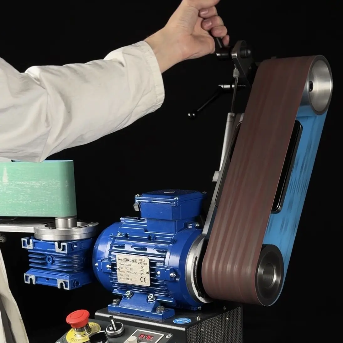Both BELT MASTER belt arms tilting back and forth through 45 degrees